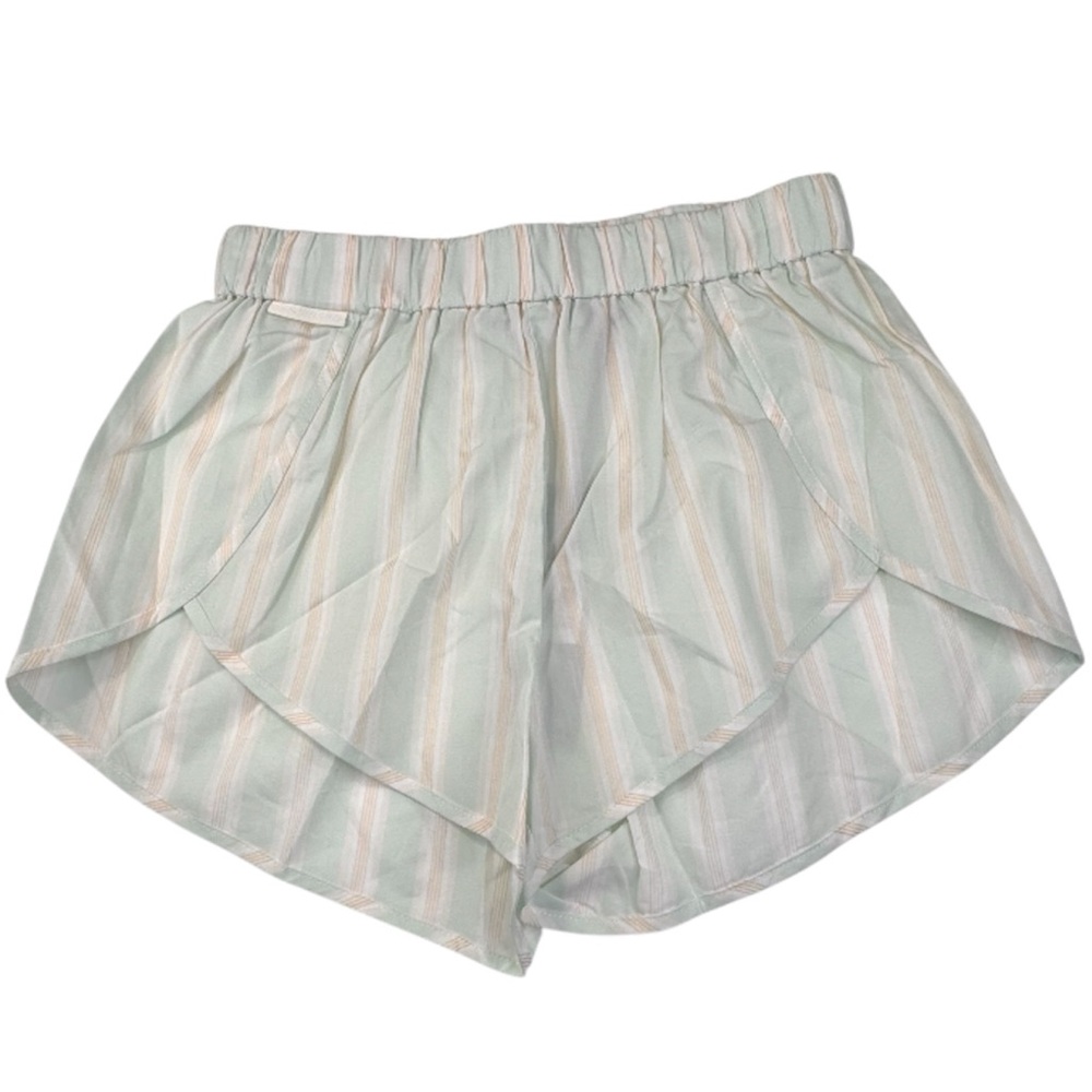 Scuffers Shorts Women’s Size Small Sweet Green Stripe Cotton Elastic Waist Relax